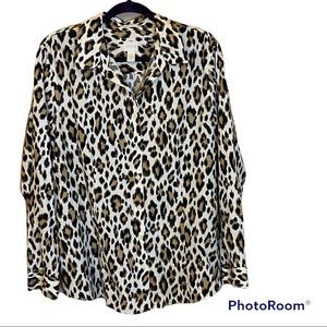 Chico’s Leopard Print No-Iron All-Seasons Stretch Shirt